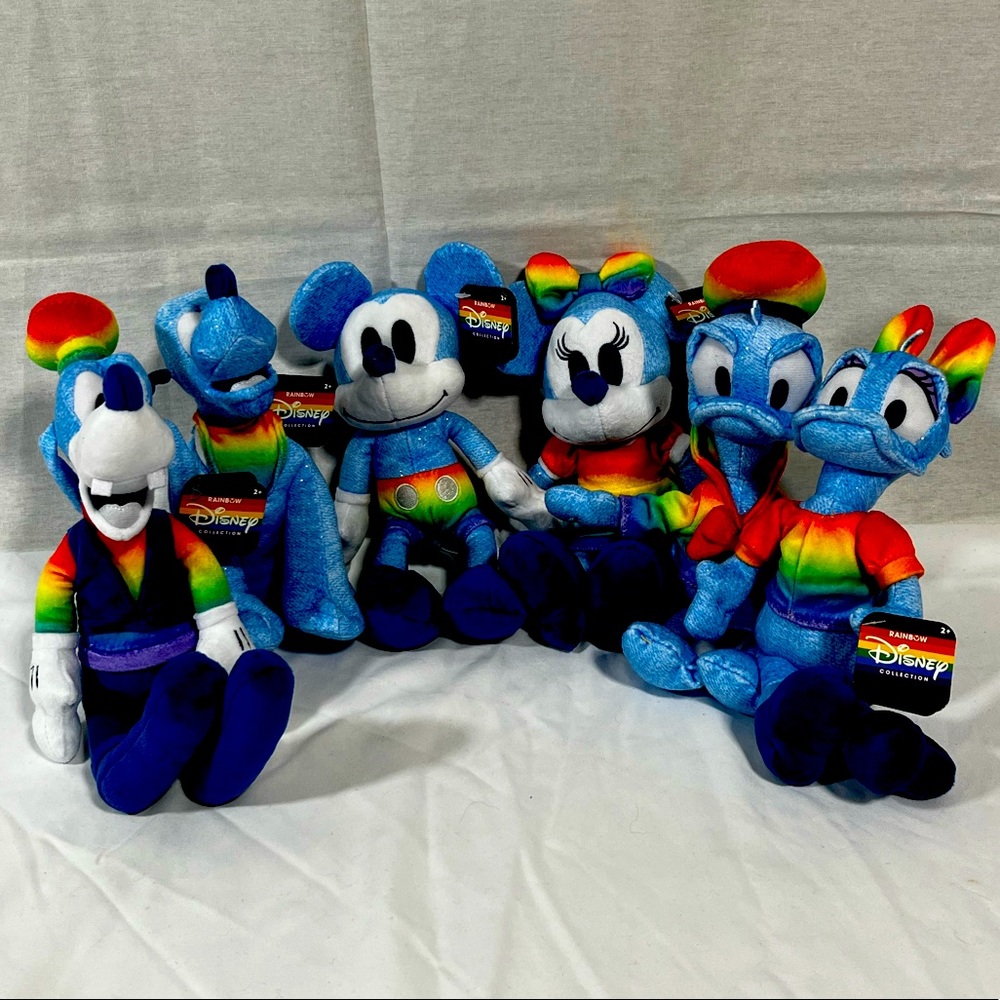 Pride Rainbow Disney Plush Mickey Minnie Mouse Pluto Goofy Daisy Donald Duck Gay